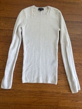 rag & bone Cream Ribbed Long-Sleeve Knit Top